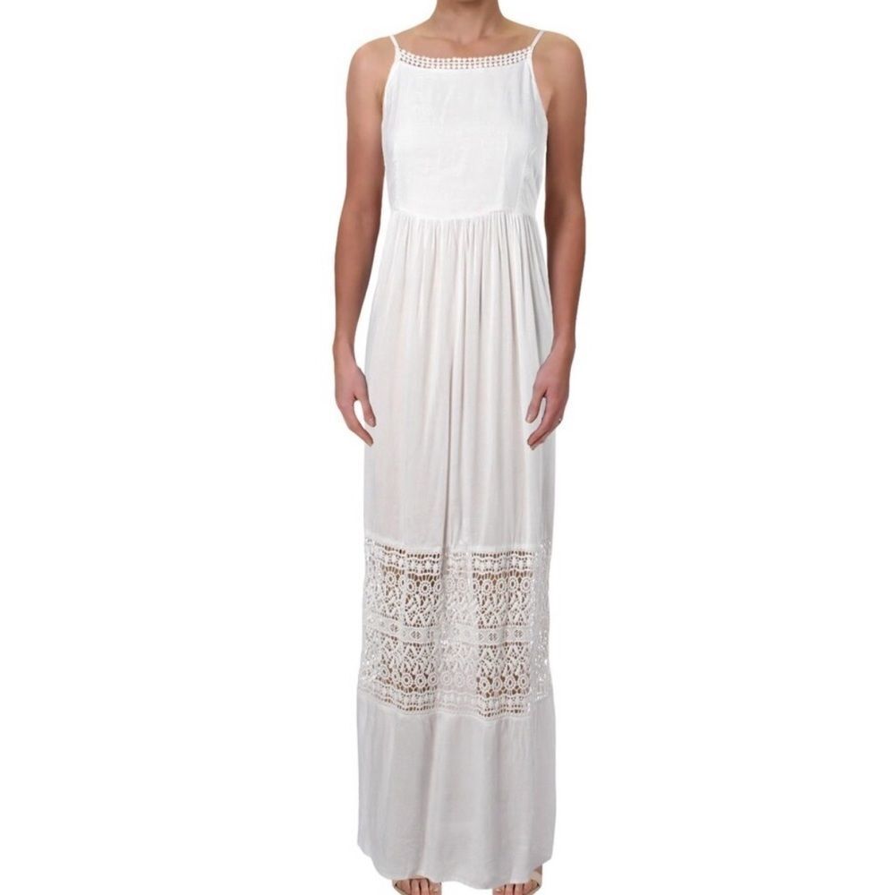 NWT Aqua White Crochet Detailed Maxi Dress